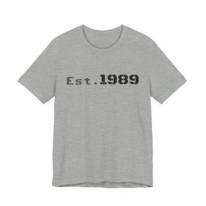 Vintage Est. 1989 Printify graphic T-shirt featuring a retro design celebrating the year born.