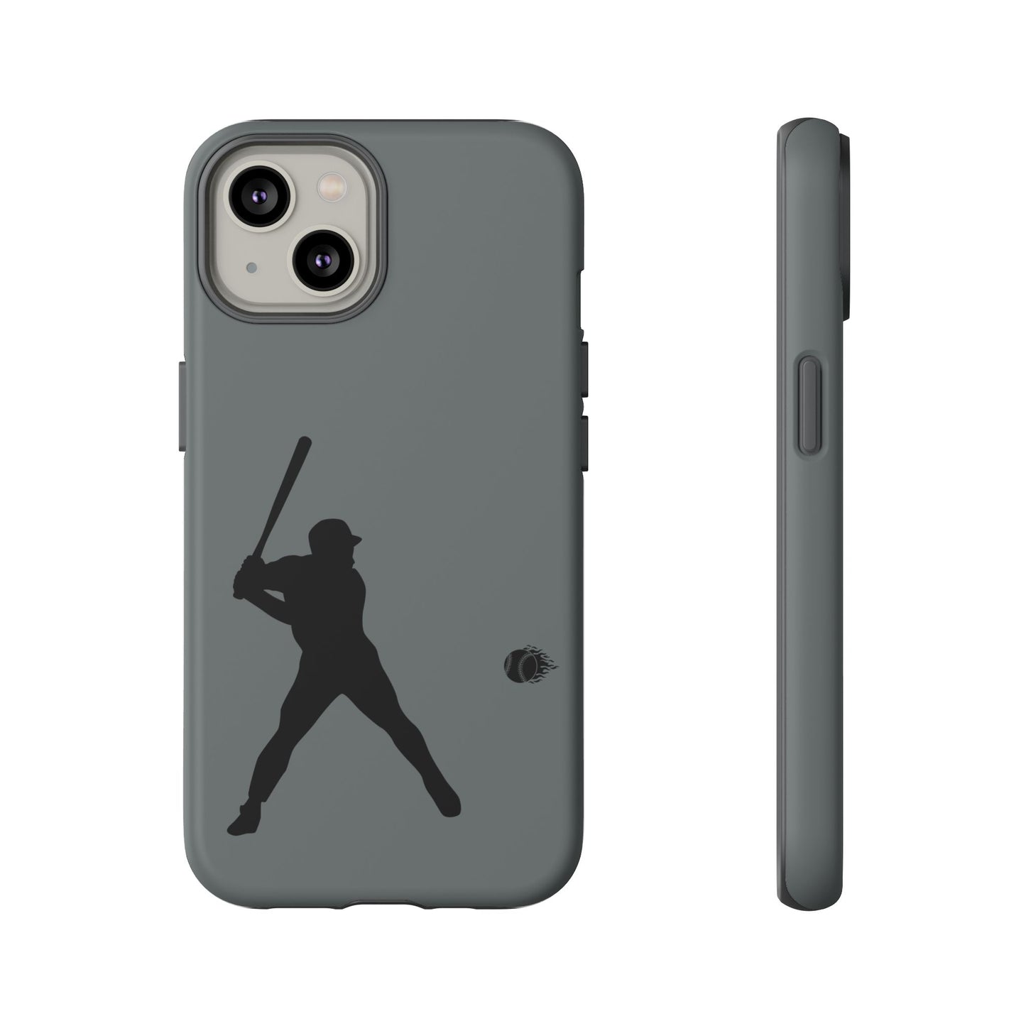 Black baseball silhouette tough phone case for iPhone, protective and sporty design by Printify.