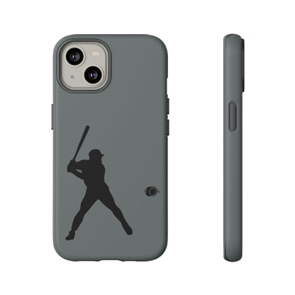Black baseball silhouette tough phone case for iPhone, protective and sporty design by Printify.