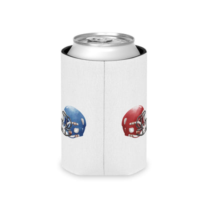 Football Helmet Can Cooler - Red vs Blue Rivalry Koozie