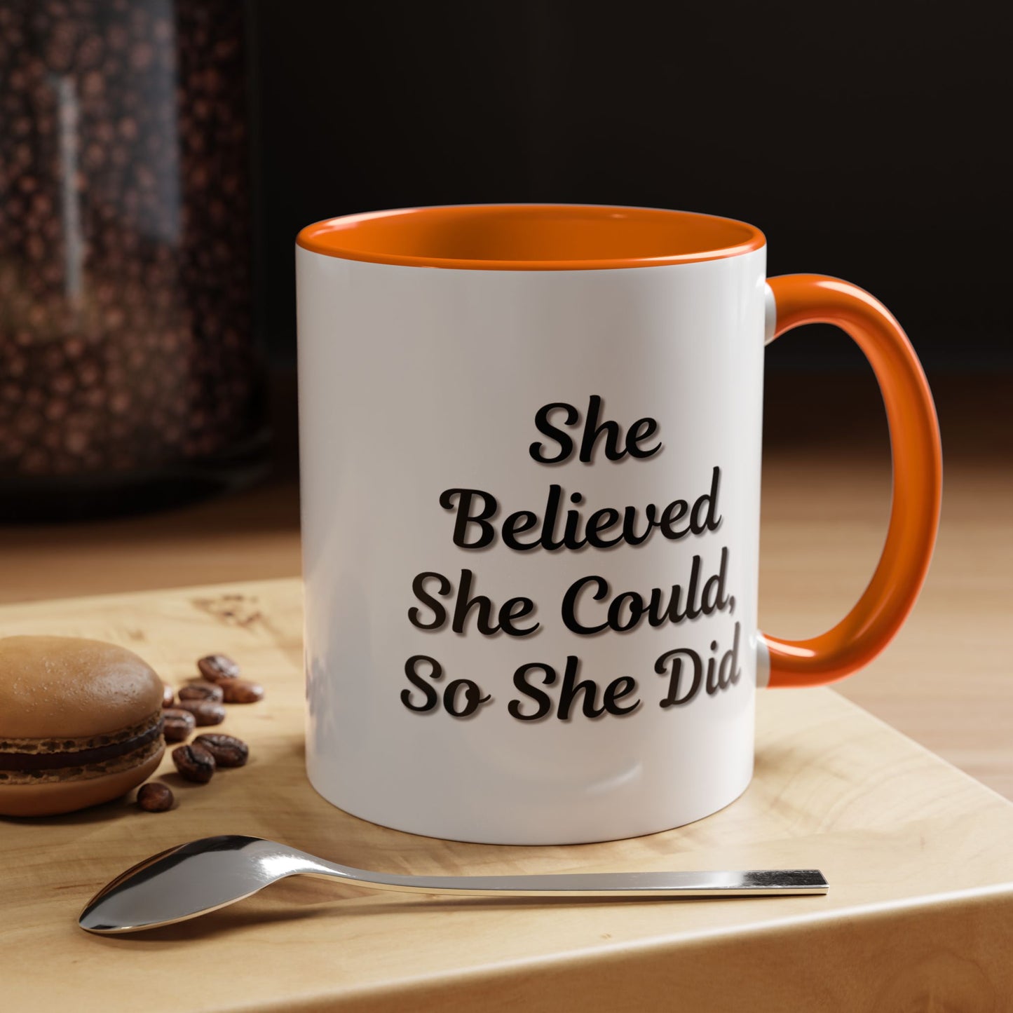 Inspiring Accent Coffee Mug - 'She Believed She Could, So She Did' - 11oz & 15oz