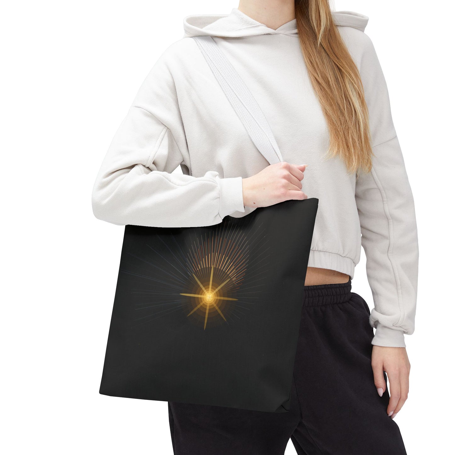 Radiant Starburst Tote Bag | Golden Light Celestial Design - TRV