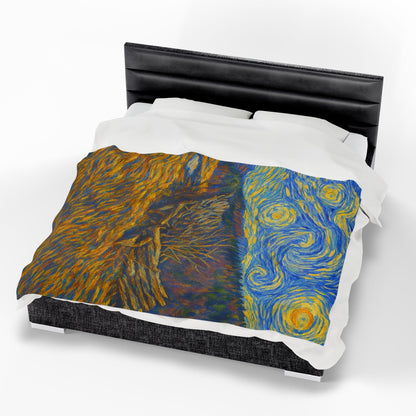 Starry Night Velveteen Plush Blanket, Cozy Throw Blanket for Home Decor, Gift for Art Lovers, Perfect for Christmas or Home Warmth - TRV