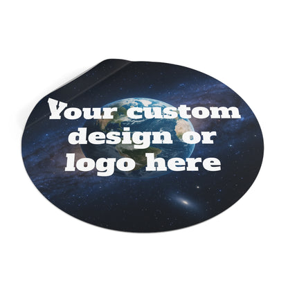 Custom Earth Space design round vinyl sticker featuring space-themed artwork, ideal for decorating papers and personal items.