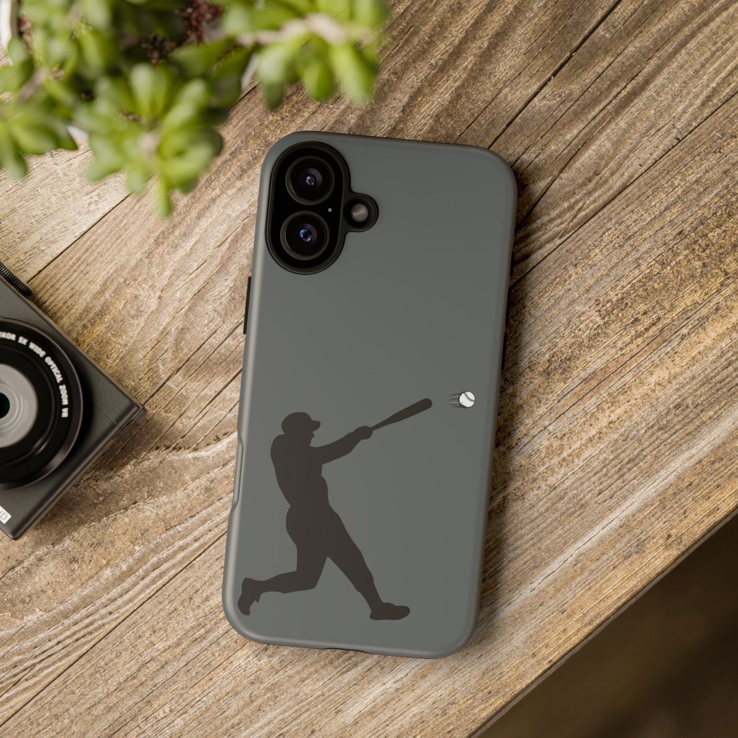 Printify baseball batter phone case, durable protective smartphone cover with baseball player design for fans.