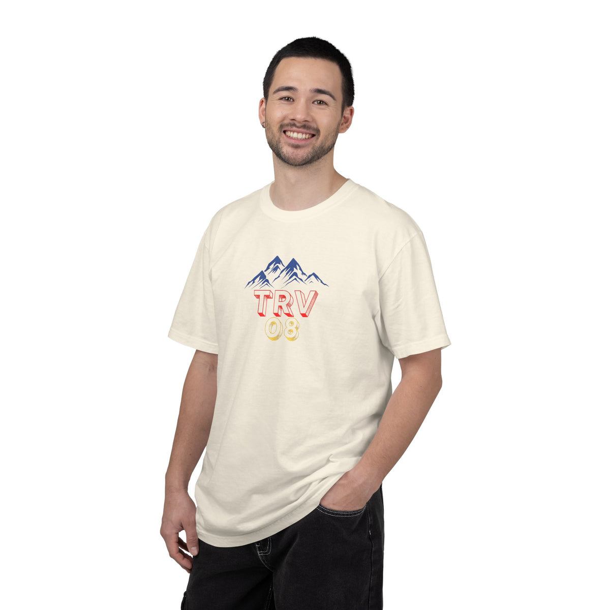 Unisex garment-dyed T-shirt with TRV08 Logo, featuring a comfortable fit and casual style, by Printify.