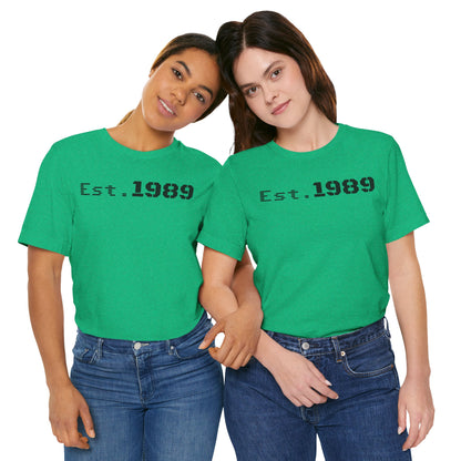 Unisex Est. 1989 Tee, Casual T-Shirt for Birthdays, Vintage Style Shirt, Personalized Gift, Year Established Apparel