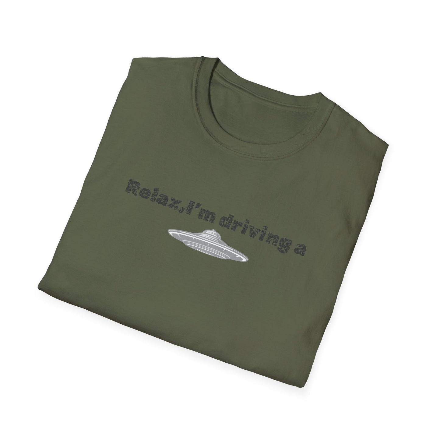 Relaxed UFO Driver T-Shirt, Funny Shirt, Unisex Graphic Tee, Gift for Space Lovers, Casual Wear, Alien Theme Humor