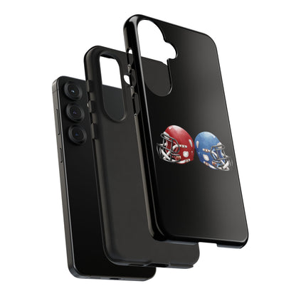 Red and blue football helmet print phone case for iPhone, protective and stylish Tough Case by Printify.