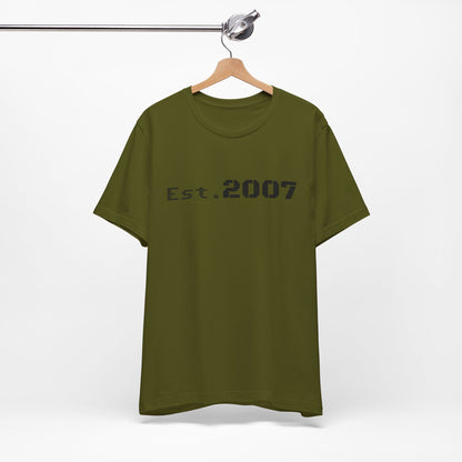 Vintage Printify Est. 2007 T-shirt featuring the established year graphic on a casual cotton tee.