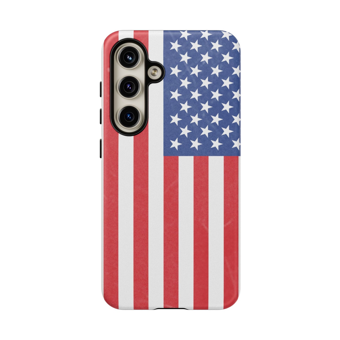 Durable American flag phone case for iPhone with patriotic design, made by Printify, featuring a tough protective cover.