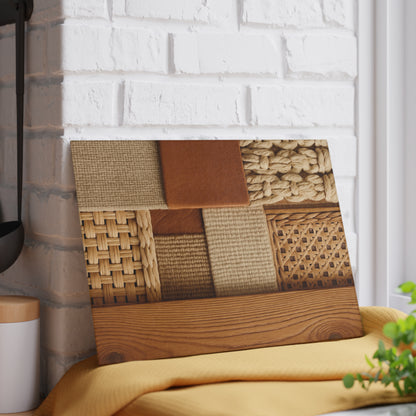 Woven Texture Glass Cutting Board – Rustic Boho Kitchen Decor