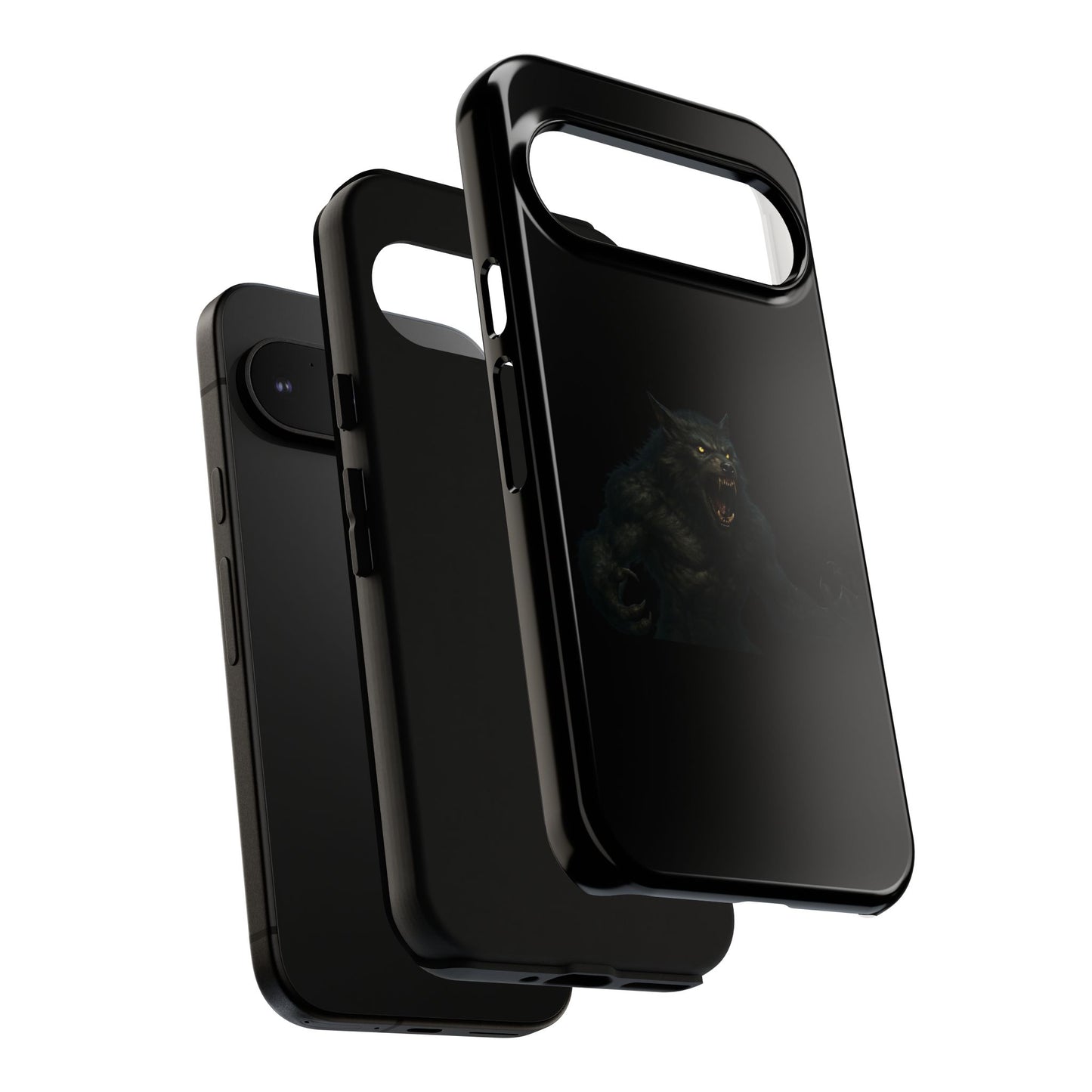 Werewolf phone case with dark monster graphic, durable protective cover for smartphones, by Printify.