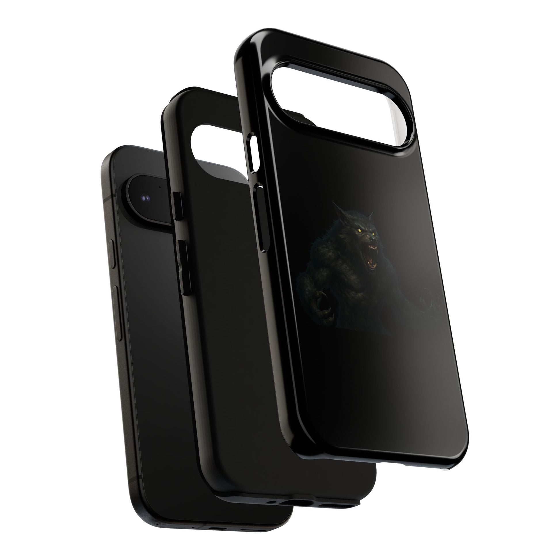 Werewolf phone case with dark monster graphic, durable protective cover for smartphones, by Printify.
