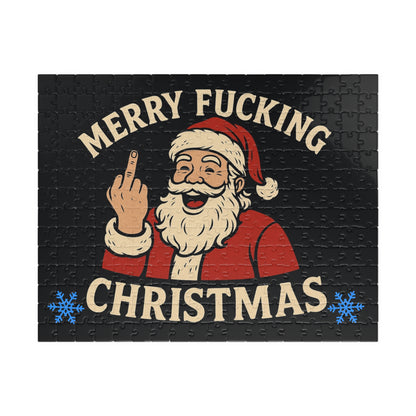 Merry Fucking Christmas Puzzle | Santa Middle Finger Holiday Jigsaw
