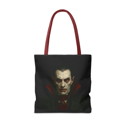 Vampire-themed tote bag with spooky Gothic design, perfect for Halloween accessories, by Printify.
