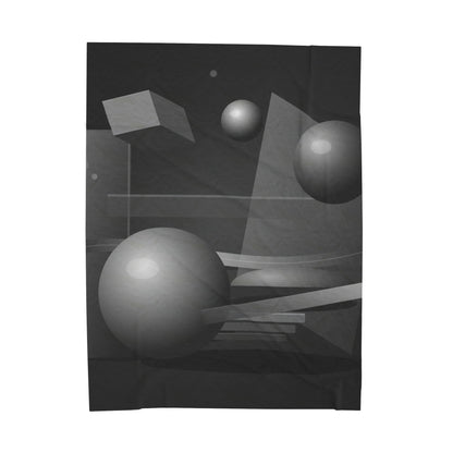 3D Geometric Spheres Velveteen Plush Blanket | Abstract Cube & Sphere Design