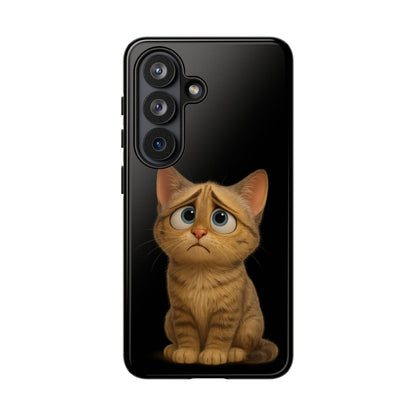 Cute sad kitty print phone case for iPhone, protective design by Printify featuring a sad cat illustration.