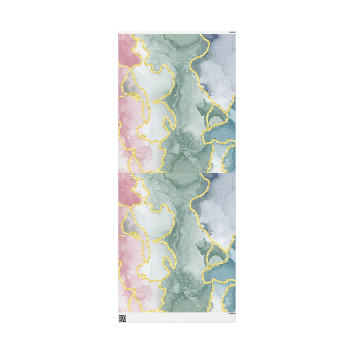 Marble Swirl Wrapping Paper Roll — Pink, Green & Gold Abstract Gift Wrap