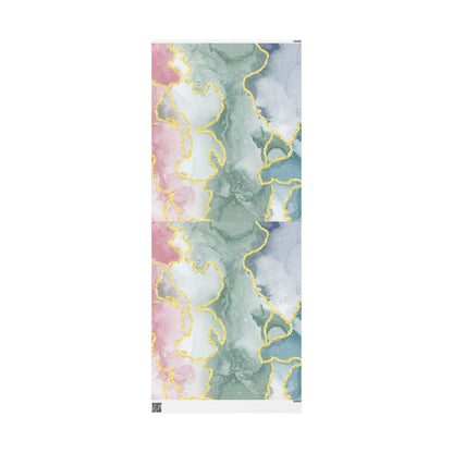 Marble Swirl Wrapping Paper Roll — Pink, Green & Gold Abstract Gift Wrap