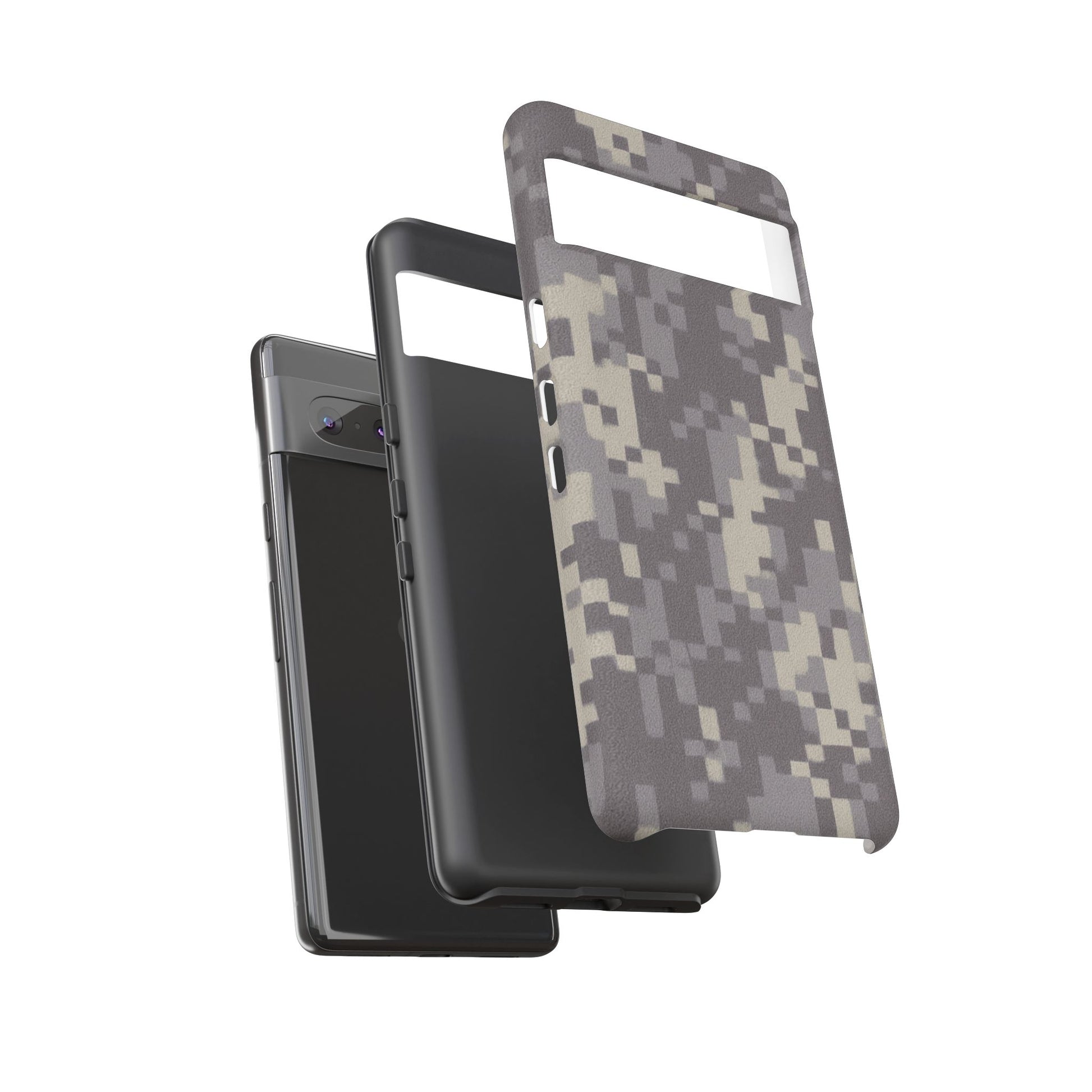 Digital camouflage tough phone case by Printify offering rugged protection for smartphones with a durable design.