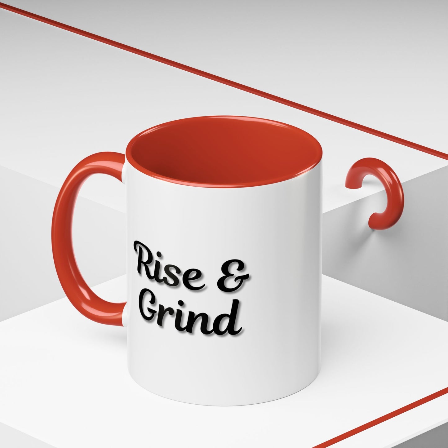 Rise & Grind Coffee Mug – Motivational Black Accent Mug for Daily Inspiration - TRV