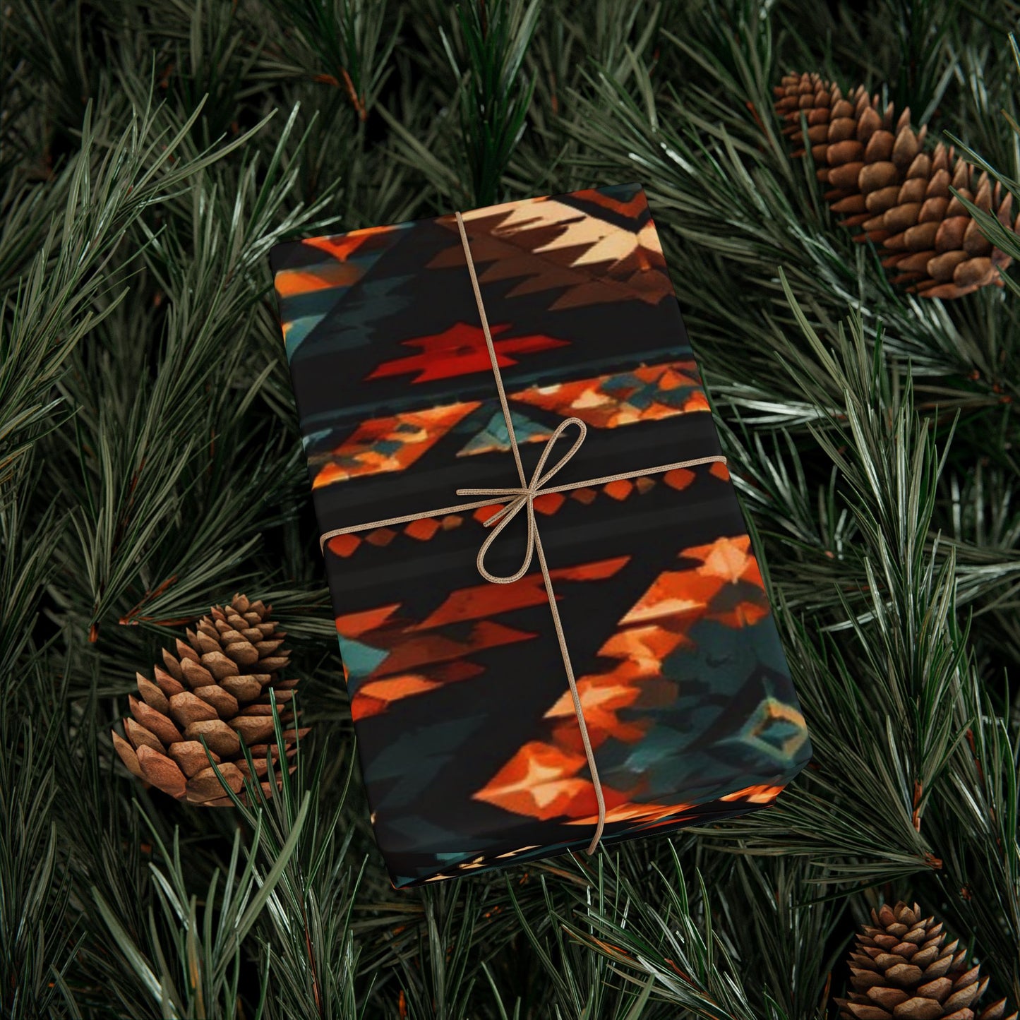 Southwestern Geo Pattern Wrapping Paper Roll — Rustic Aztec Gift Wrap