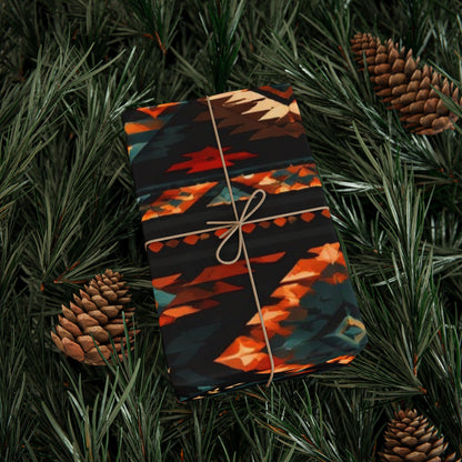 Southwestern Geo Pattern Wrapping Paper Roll — Rustic Aztec Gift Wrap