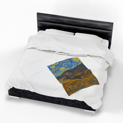Starry Night Velveteen Plush Blanket, Cozy Throw Blanket for Home Decor, Gift for Art Lovers, Perfect for Christmas or Home Warmth - TRV