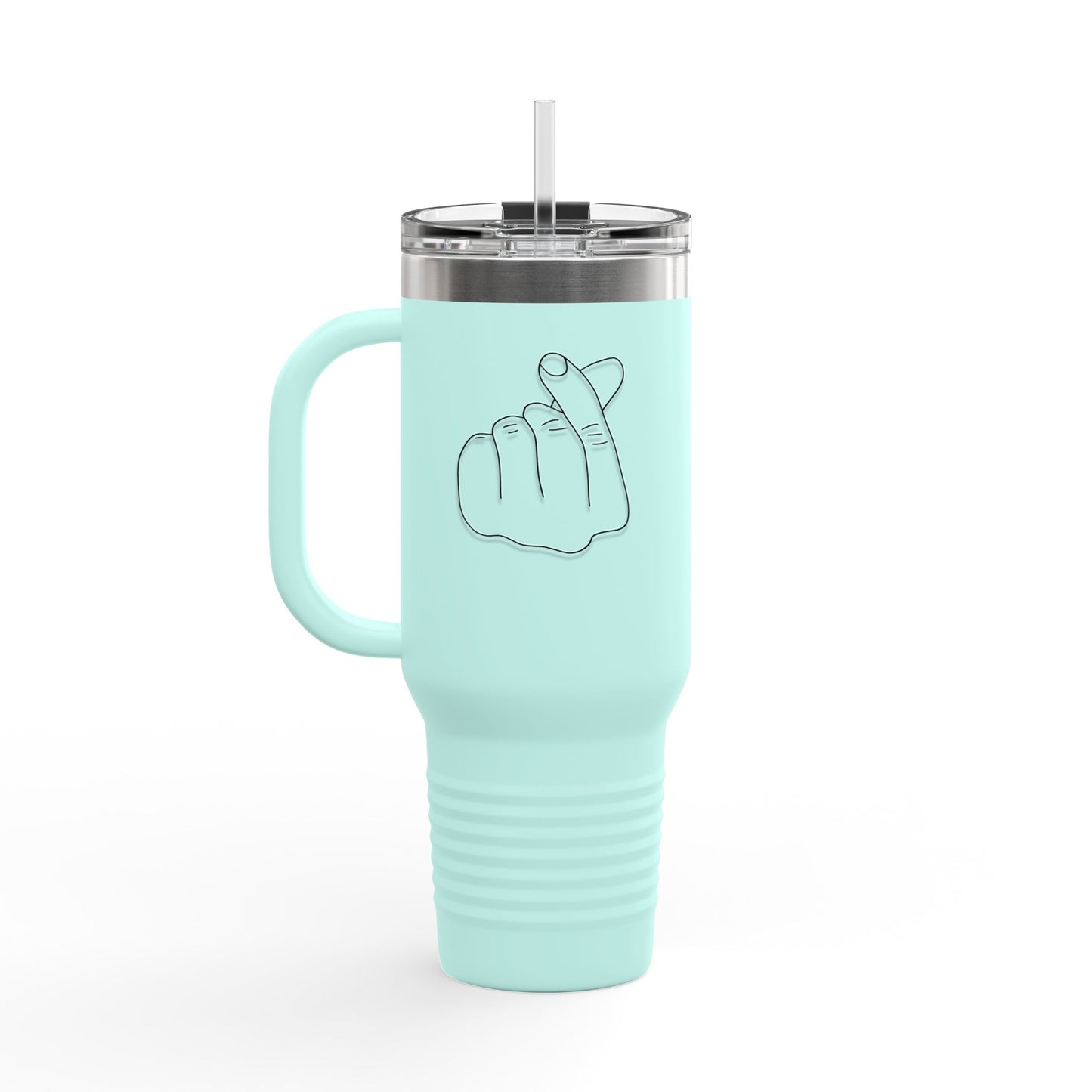 Heart Gesture Insulated Travel Mug - 40oz - Ideal for Coffee Enthusiasts, On-the-Go Drinkers, Valentine's Day Gift, Travel Companion, Large