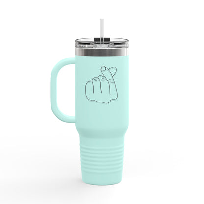 Heart Gesture Insulated Travel Mug - 40oz - Ideal for Coffee Enthusiasts, On-the-Go Drinkers, Valentine's Day Gift, Travel Companion, Large