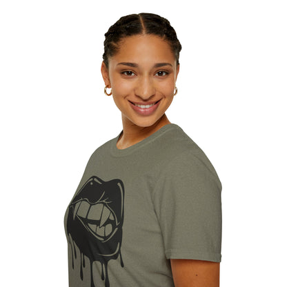 Edgy Graphic Unisex T-Shirt - Dripping Mouth Design, Cool Tee, Trendy Shirt, Hipster Top, Streetwear, Alternative Fashion, Holiday Gift