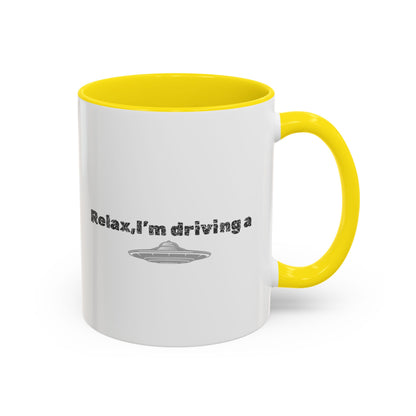 Coffee Mug — “Relax, I’m Driving” UFO Accent Ceramic Mug (11/15 oz)