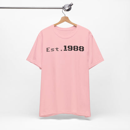 Est. 1988 Unisex Jersey Tee, Vintage Birthday Shirt, Casual Everyday Wear, Gift for Him or Her, Anniversary Celebration Tee
