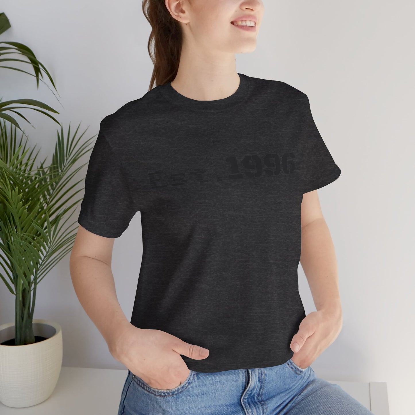 Vintage Est. 1996 T-shirt by Printify featuring a retro design, perfect as a birthday gift for someone born in 1996.