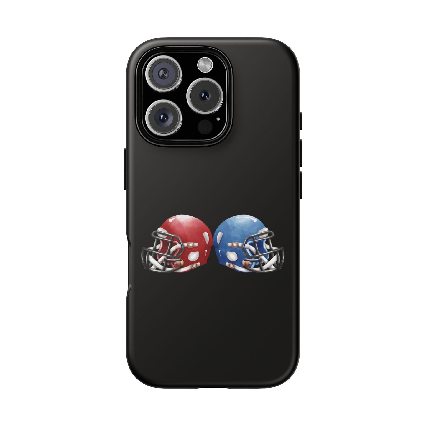 Red and blue football helmet tough phone case for iPhone, protective and durable Printify phone cover with sporty design.