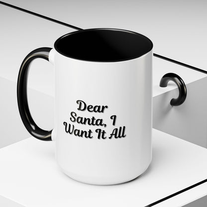 Dear Santa Accent Coffee Mug - Fun Holiday Mug for Christmas Enthusiasts