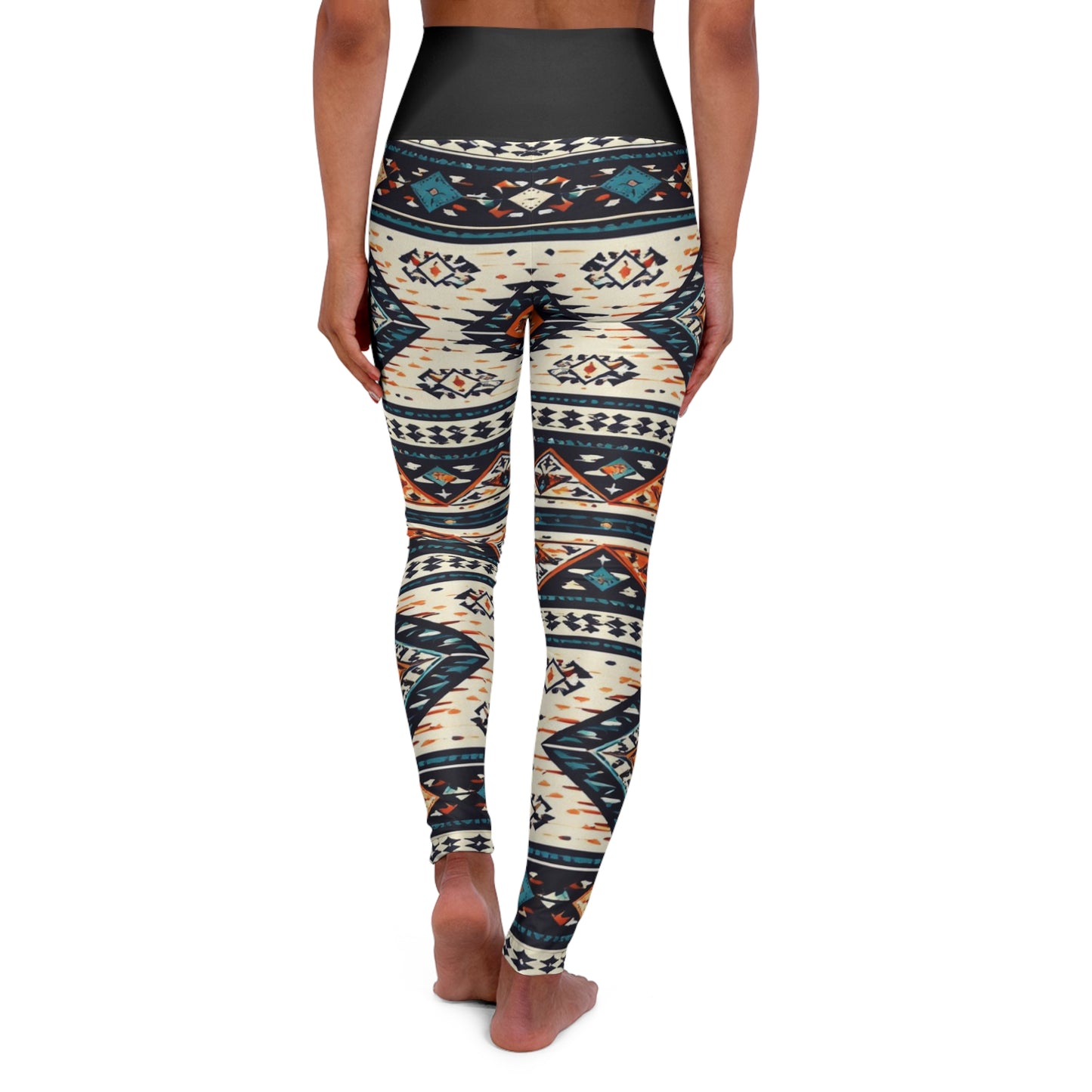 Southwestern Aztec Pattern High Waisted Yoga Leggings | Tribal Geometric Leggings