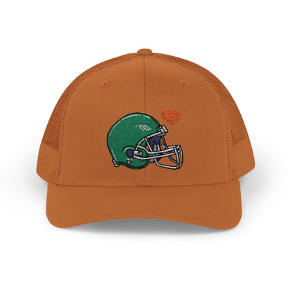 Snapback Trucker Cap with Football Heart Design - Perfect for Sports Fans, Gifts for Gamers, Casual Outings, Tailgating, and Team Spirit - TRV