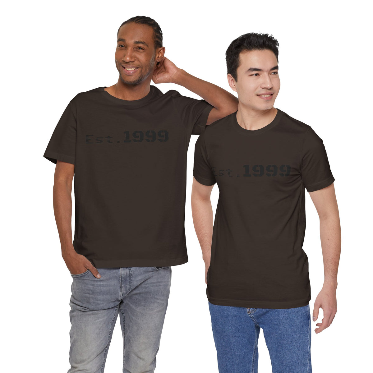 Vintage minimalist Est. 1999 T-shirt by Printify, featuring a simple design with the birth year logo on soft cotton fabric.