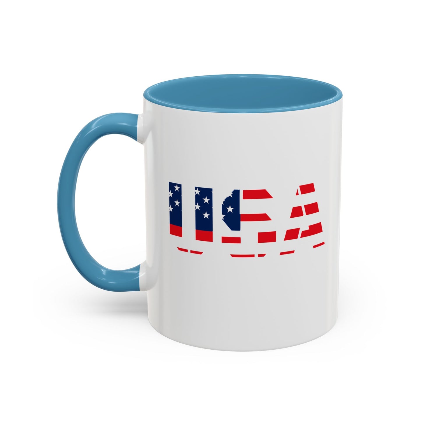 USA Flag Accent Coffee Mug — Patriotic 11/15oz Ceramic Coffee Cup