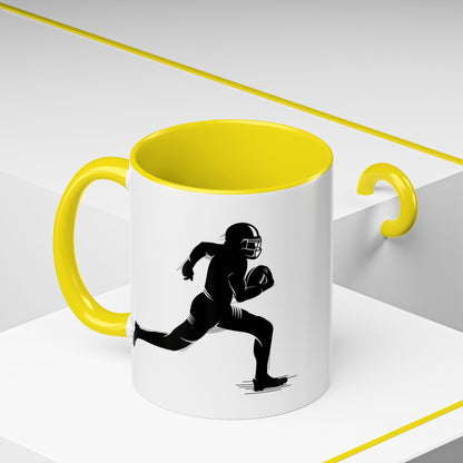 Football Player Themed Accent Coffee Mug, Sports Fan Gift, Unique Mug for Athletes, Coffee Lover, Game Day Essential - TRV