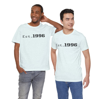 Vintage Est. 1996 T-shirt by Printify featuring a classic design, perfect as a birth year birthday gift.