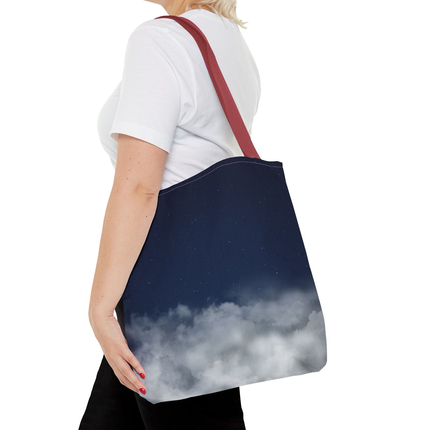 Night Sky Clouds Tote Bag | Starry Navy Ombre - TRV