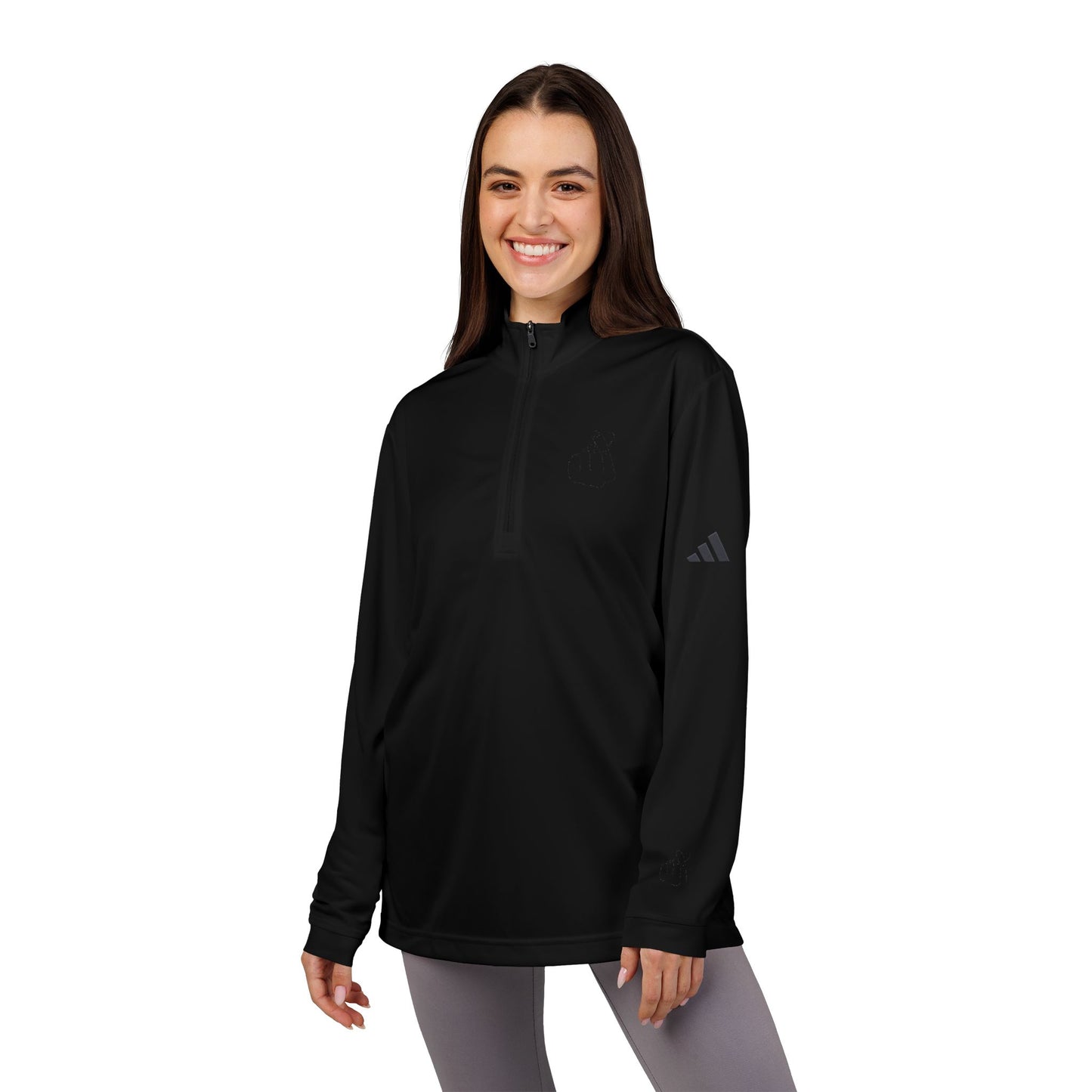 Adidas® Embroidered Quarter-Zip Pullover - Stylish Performance Layer With Love Gesture