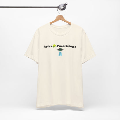 Alien Driving Unisex Tee - Fun Casual Shirt, Gifts for UFO Lovers, Quirky Humor T-Shirt, Perfect for Road Trips, Unique Birthday Present