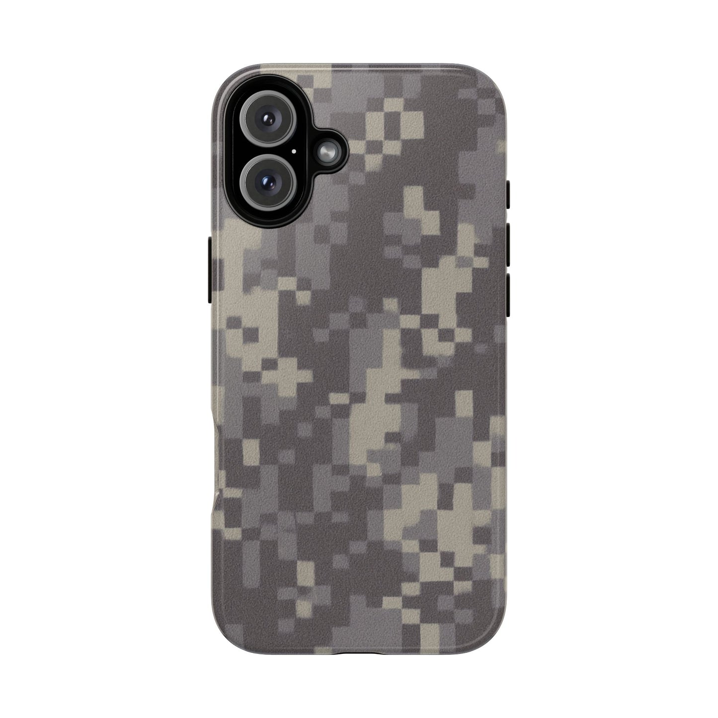 Rugged digital camouflage Printify phone case protecting a smartphone with tough, durable design.