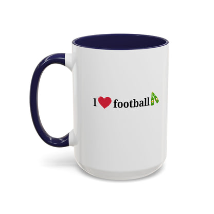 I Love Football Accent Coffee Mug, Perfect Gift for Sports Lovers, Football Enthusiasts, Unique Mug for Game Days, Home or Office Decor - TRV