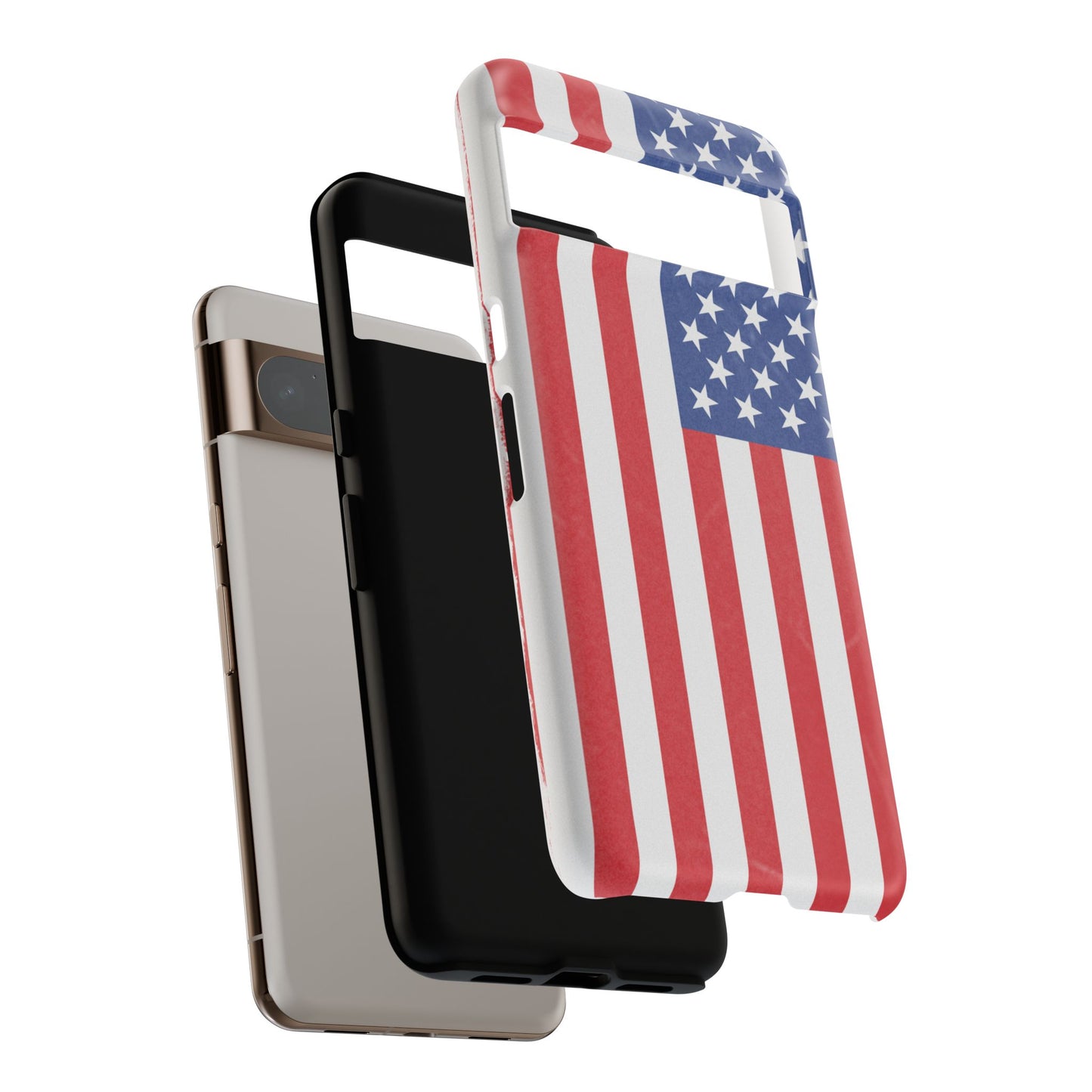 American flag tough phone case for iPhone, durable patriotic Printify phone cover with bold flag design.