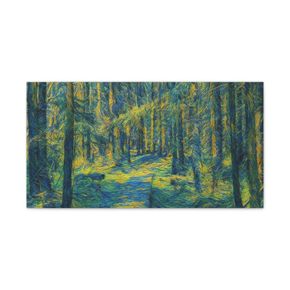 Sunlit Forest Path Canvas — Impressionist Woodland Wall Art